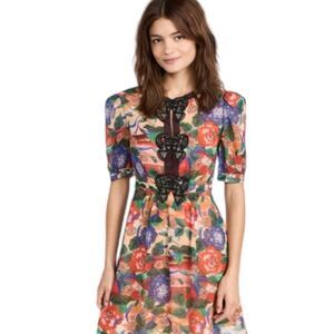 Saloni Jamie Floral Silk Mini Dress Dianthusnow Size 4